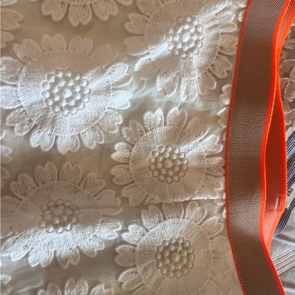 Cream Embellished Knee-Length Pencil Skirt with orange elastic band - Picture 2 of 6